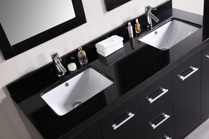 60 inch Contemporary Double Sink Bathroom Vanity Set