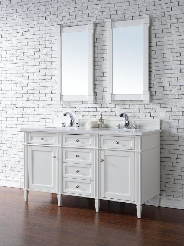 Contemporary 60 inch Double Sink Bathroom Vanity Cottage White Finish No Top Picture