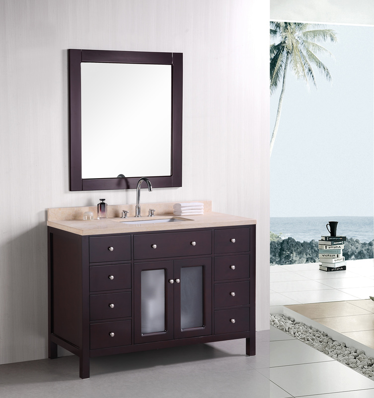 48 inch Contemporary Single Sink Bathroom Vanity Marble Countertop Set
